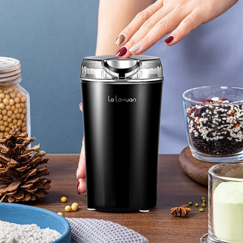 Coffee Grinder Electric,200W Powerful Spice Grinder, Espresso Grinder Herb Grinder Coffee Bean Grinder Electric for Spices,Herbs,Nuts with Brush,One Touch Push-Button Control,12 Cups/2.7oz,Black