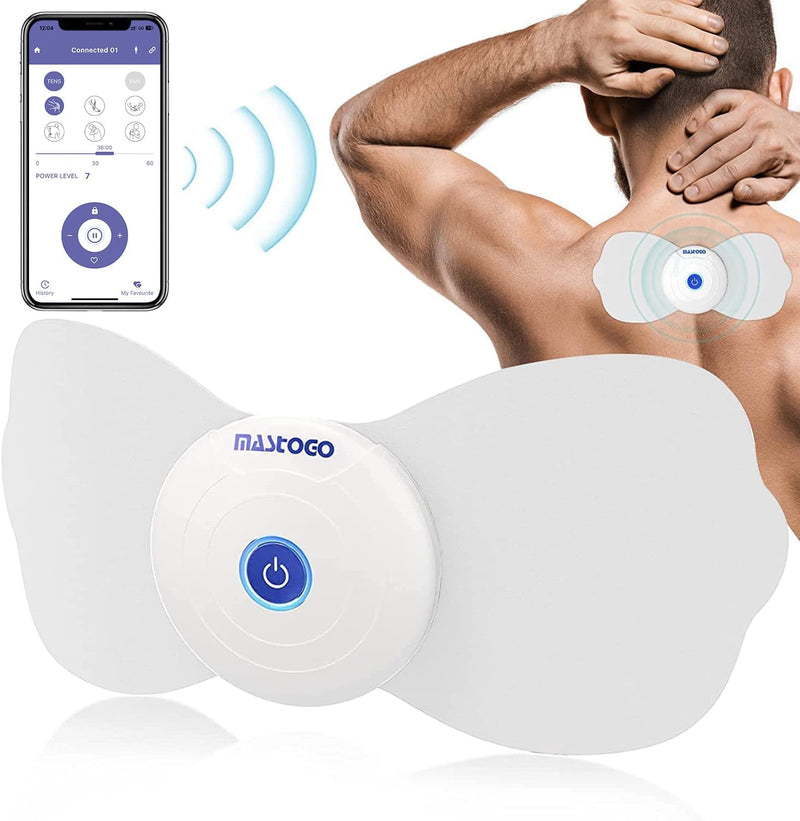 MASTOGO Wireless TENS & EMS Unit Back Pain Relief Massager - APP Controlled Bluetooth EMS Muscle Stimulator Machine for Back Shoulder Leg Neck Pain Relief