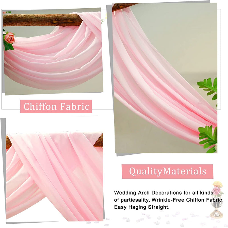 Chiffon Wedding Arch Draping Fabric - Pink Backdrop Panels - 30 x 20Ft