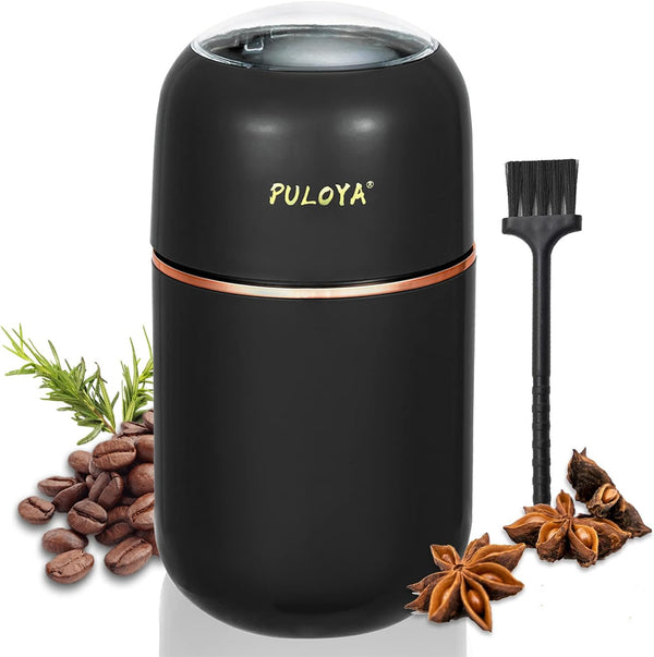 PULOYA Coffee Grinder Electric for Beans, Spices, Herbs, Grains and Nuts, Stainless Steel Blades, 2.8 oz, Black