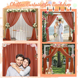 Chiffon Curtains for Backdrop Terracotta Curtains Sheer 10FT Tulle Backdrop Curtains for Parties Chiffon Wedding Drapes Backdrop for Reception Arch Curtain for Bridal Shower 28X120 Inch 2 Panels