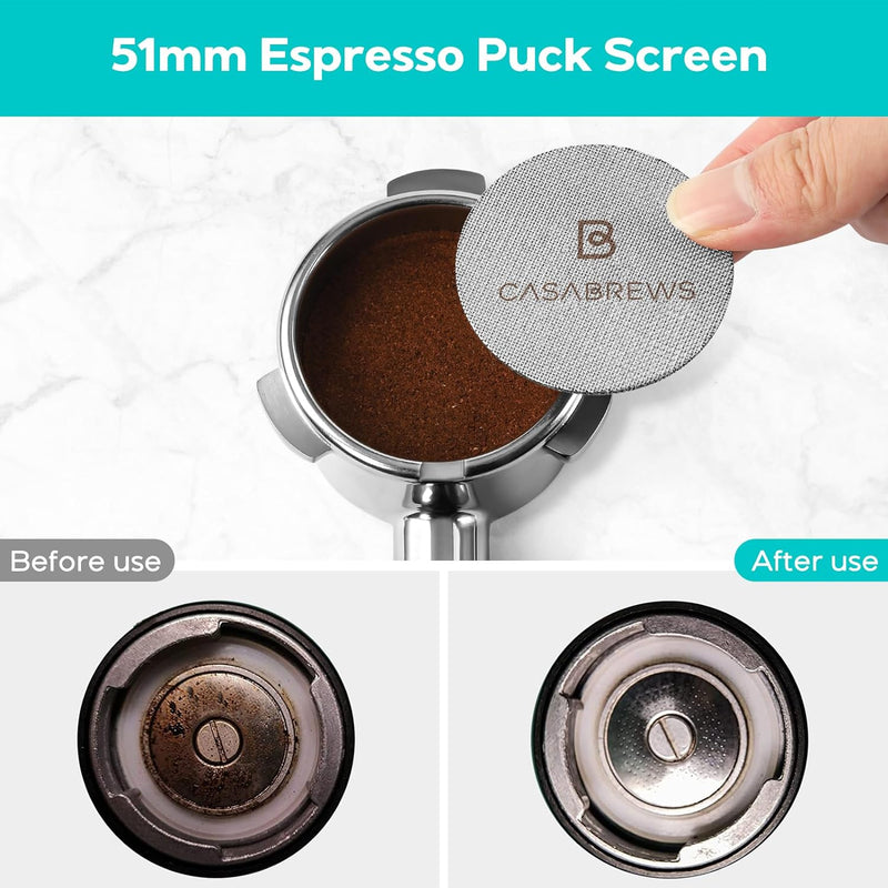 CASABREWS 51mm Bottomless Portafilter, 3 Ears Professional Espresso Portafilter with Filter Basket and Puck Screen, Compatible with CM5418, 3700Essential, 3700Gense, 3700Pro