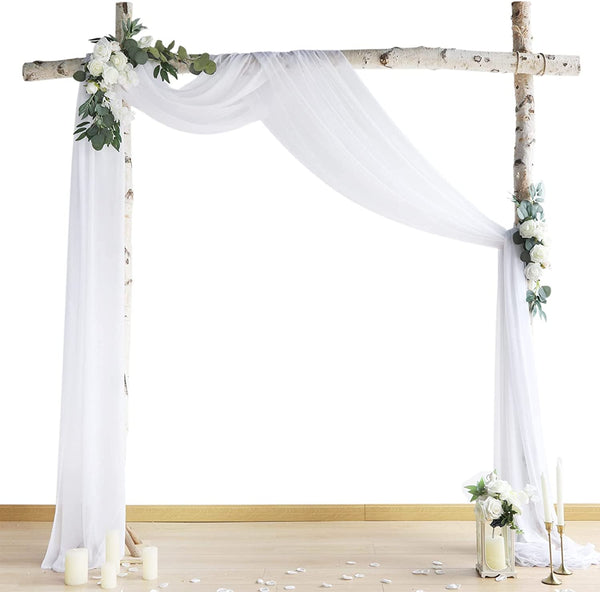 Wedding Arch Draping Fabric - Chiffon Sheer 2 Panel 20FT Backdrop for Ceremony and Reception Decorations