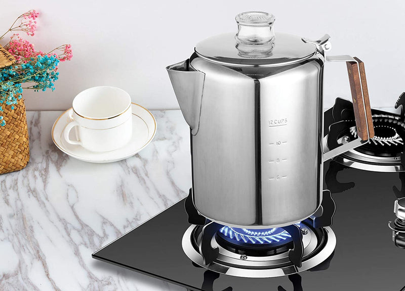 Fox Run Rapid Brew Stainless Steel Stovetop Percolator Coffee Pot, 12-Cup
