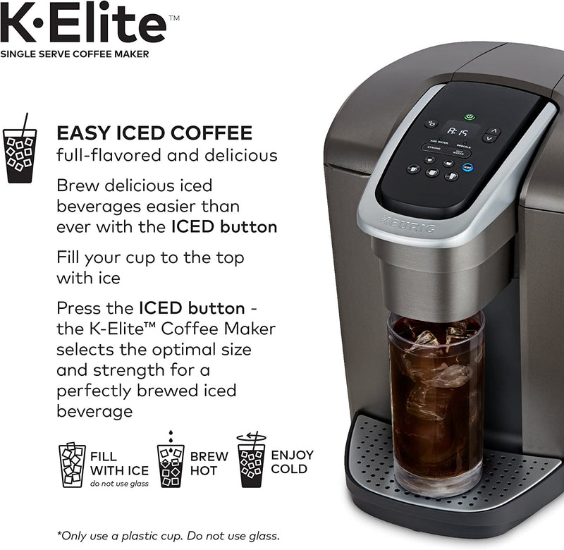 Keurig K-Elite Single-Serve K-Cup Pod Coffee Maker, Brushed Slate, 12 oz. Brew Size