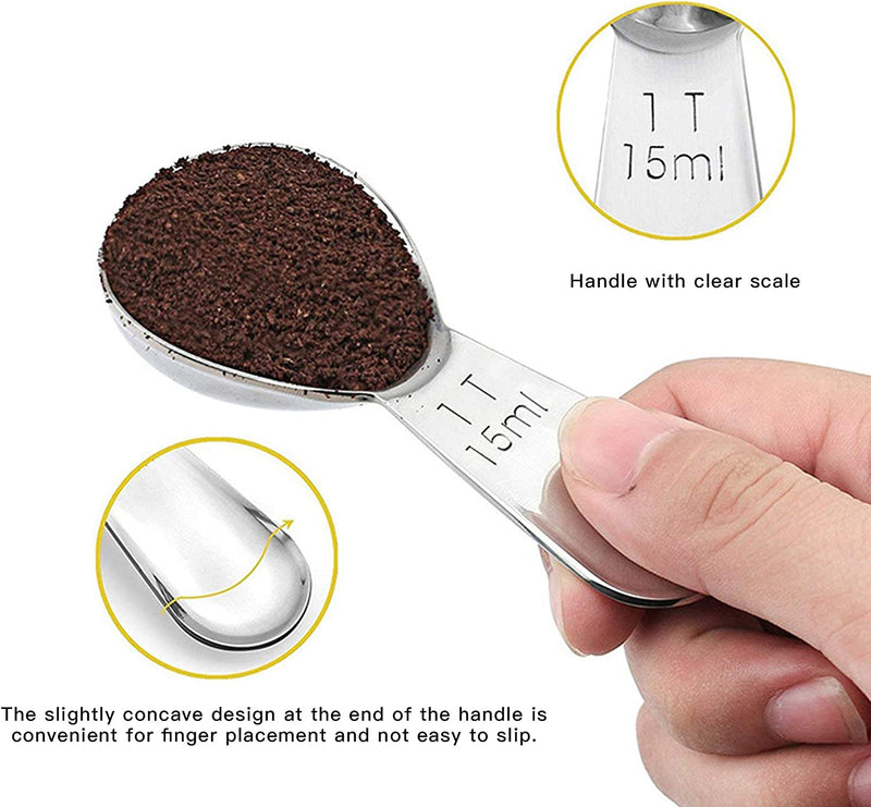 Coffee Scoop Set,Stainless Steel Coffee Spoons Short Handles,Tablespoon Measure Spoon Set Fit Coffee, Loose Tea, Sugar Or Flour(3 pieces,15ml)