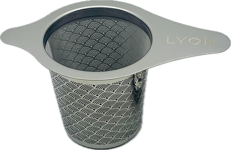 Lyon Extra Fine 304 Stainless Steel Tea Infuser with Double Wall Micro Mesh Inner Core Strainer, Large Capacity, Coaster Lid & Extended Handle for Cups, Mugs, Teapots to Steep Loose Leaf Tea & Coffee