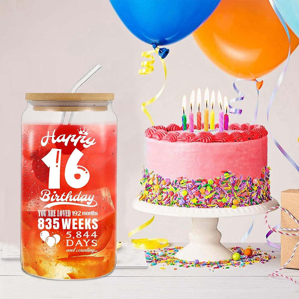 kwsnatel Sweet 16 Birthday Decorations - Sweet 16 Gifts for Girls - Sweet 16-2007 16th Birthday Decorations for Girls Boys Daughter Son Sister Brother - 16 Oz Coffee Can Drinking Glass Cup