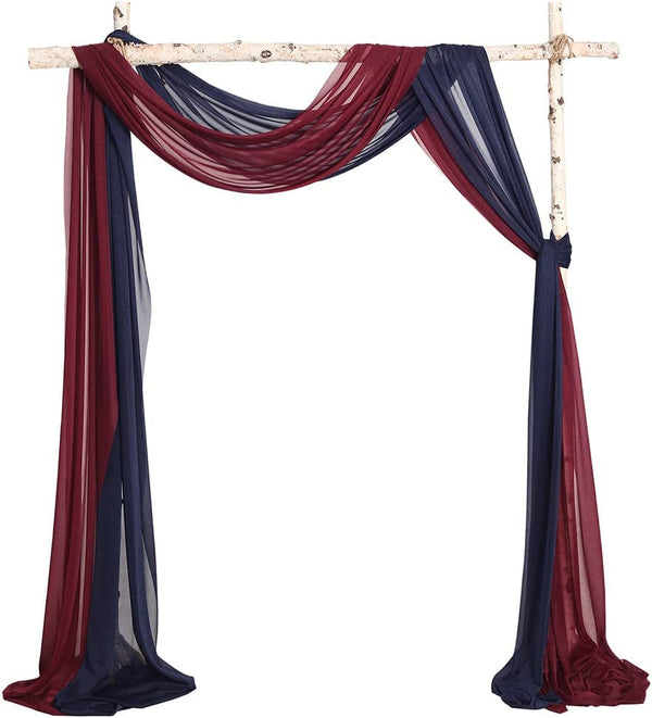20Ft Wedding Arch Drapes - Wrinkle-Free Shiny Burgundy Navy Blue