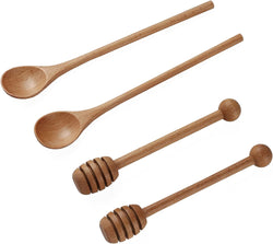 2pcs 6inch Honey Dipper Stick,2pcs 7.87inch Long Handle Coffee Stirring Spoons,Beech Wooden Honey Jar Spoons Stirrer,Dessert Iced Tea Cocktail Mixing Spoons for Home Kitchen,Wedding Party Favors