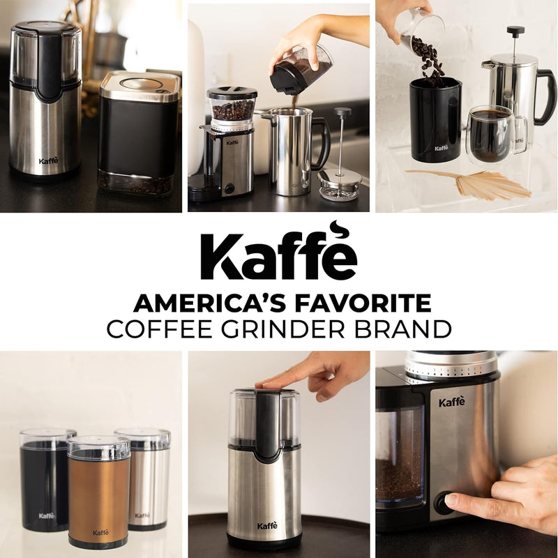 Kaffe Electric Coffee Bean Grinder w/Cleaning Brush. Easy On/Off Operation for Espresso, Cold Brew, Herbs, Spices, Nuts. (14 Cup / 3.5oz) Black