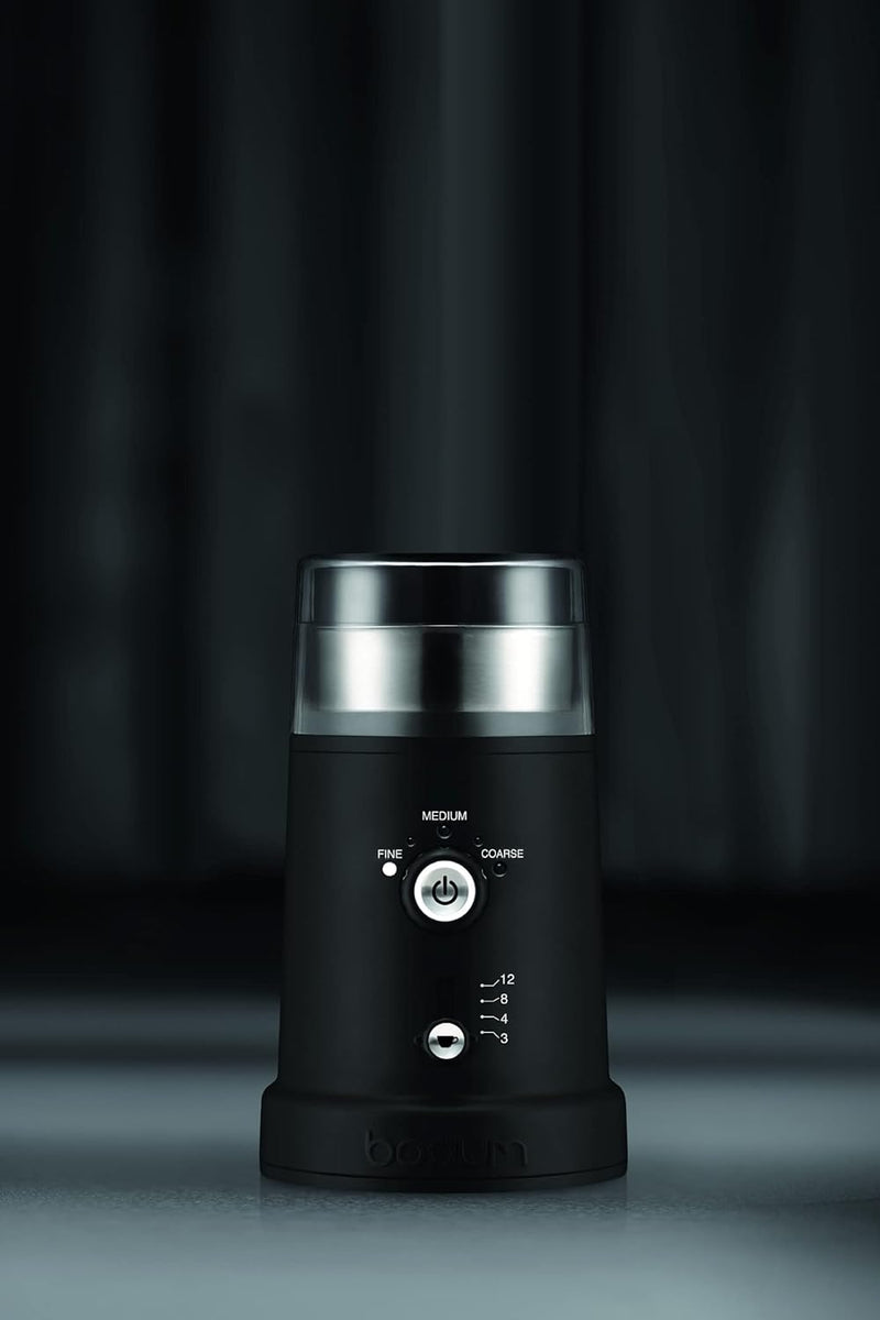 Bodum Bistro Electric Coffee Stainless Steel Blade Grinder with Adjustable Grind Settings, 8 Inches, Black