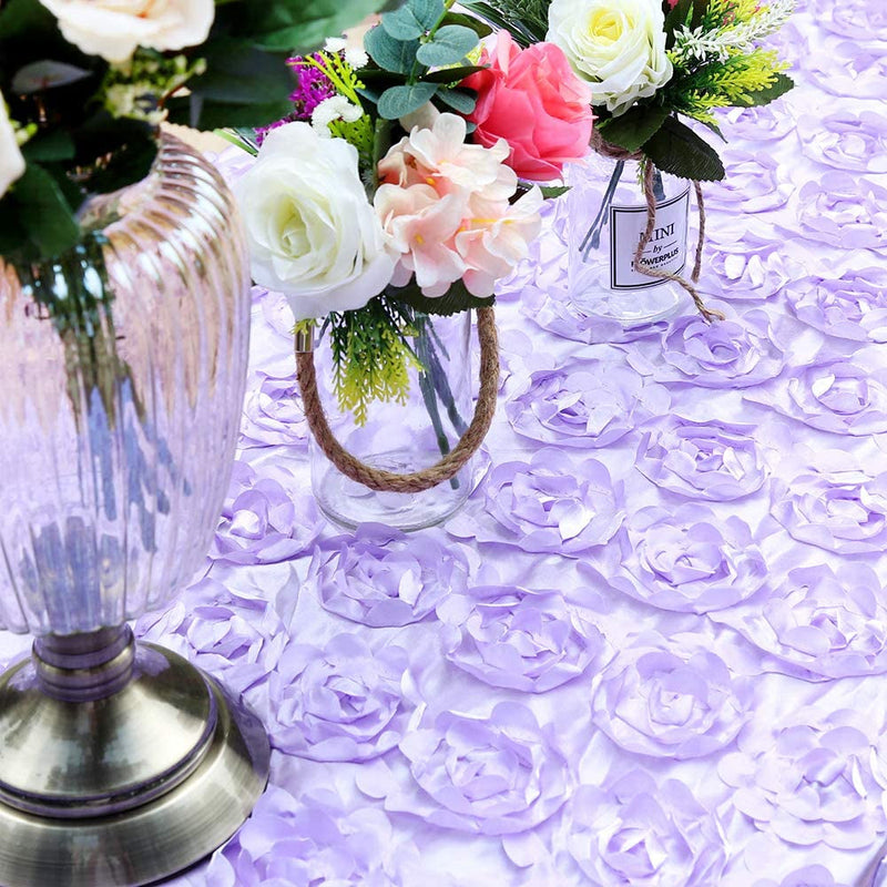 Rosette Tablecloth - Lavender 3D Floral Satin
