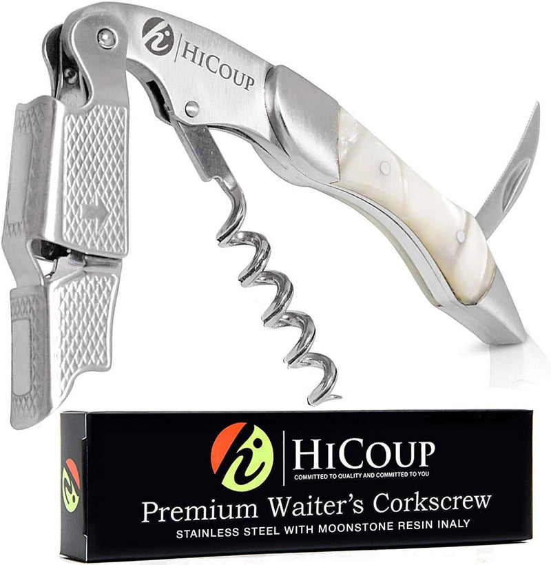 Hicoup Wine Opener - Professional Corkscrews for Wine Bottles w/Foil Cutter and Cap Remover - Manual Wine Key for Servers, Waiters, Bartenders and Home Use - Classic Rosewood