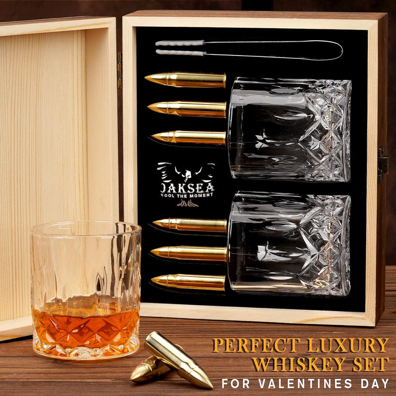 Gifts for Men Dad Husband, Father's Day Anniversary Birthday Gifts for Him Boyfriend, Stainless Steel Whiskey Glasses and Whiskey Stones Set, Cool Burbon Scotch Cocktail Set Gifts