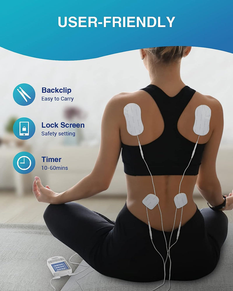 Comfytemp TENS Unit Muscle Stimulator, FSA HSA Eligible Dual Channels TENS Machine for Pain Relief, Electronic Pulse Massager for Back, Neck, Sciatica, Shoulder Pain Relief, 12 Modes, 8 Electrode Pads