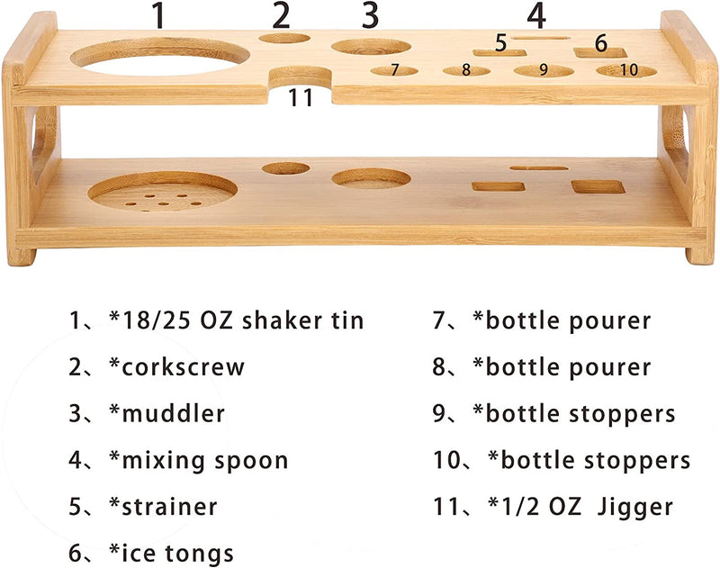 COPLIB Cocktail Shaker Set Wooden Stand Only Bartender kit Bamboo Storage Stand for Cocktail Lovers…