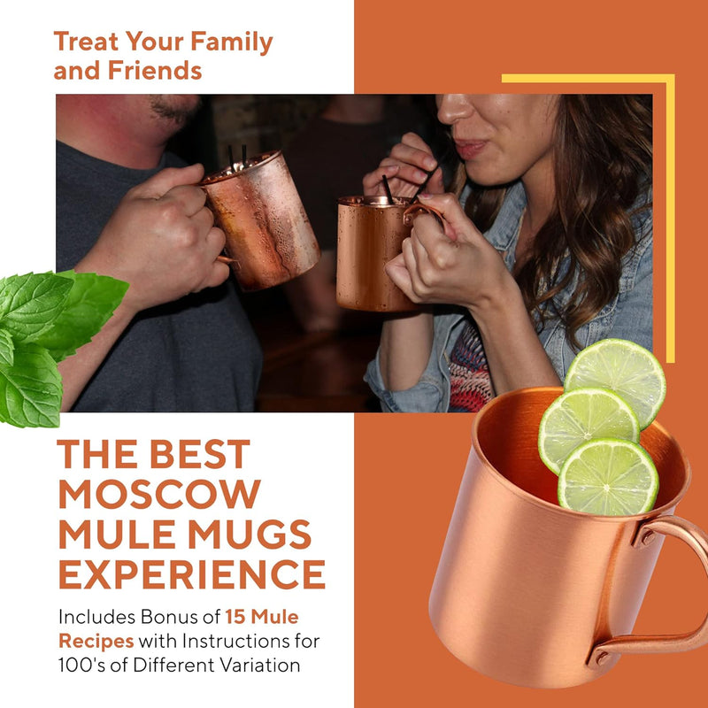 Moscow Mule Copper Mug by Solid Copper - Authentic Moscow Mule Mugs Unlined 16 oz