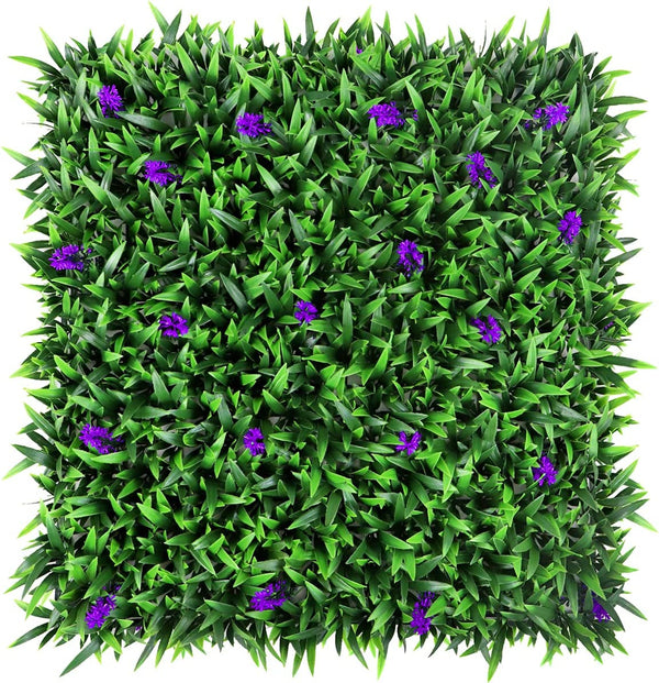 12PCS Artificial Lavender Hedge Plant Grass Panels - 20 x 20 IndoorOutdoor Decor
