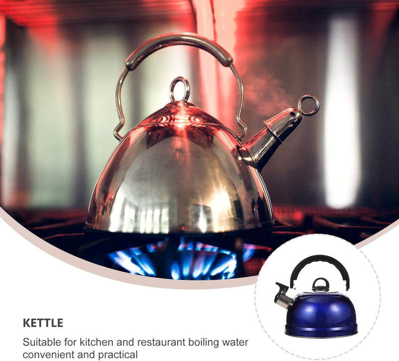 Cabilock Stainless Steel Whistling Tea Kettle Sounding Tea Pot with Anti Hot Handle Water Boiling Kettle Loud Whistle Stovetop Tea Kettle 1. 2L Blue