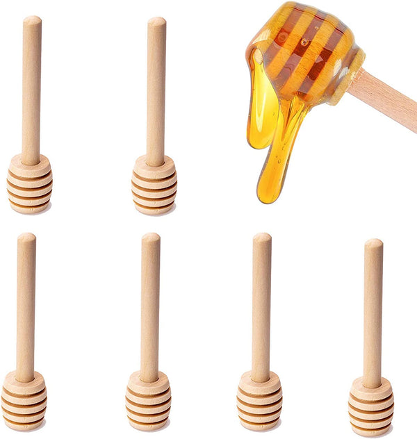 GIYOMI Wooden Honey Dipper - 6PCS 3 Inch Mini Honeycomb Stick,Small Honey Stick for Honey Jar Dispense Drizzle Honey and Wedding Party Favors