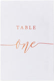 Rose Gold Table Number Cards for Wedding, Anniversary, Birthday, Bridal Shower Party. Double-Sided Design 4 X 6 Inch Number One - Thirty & Head Table.