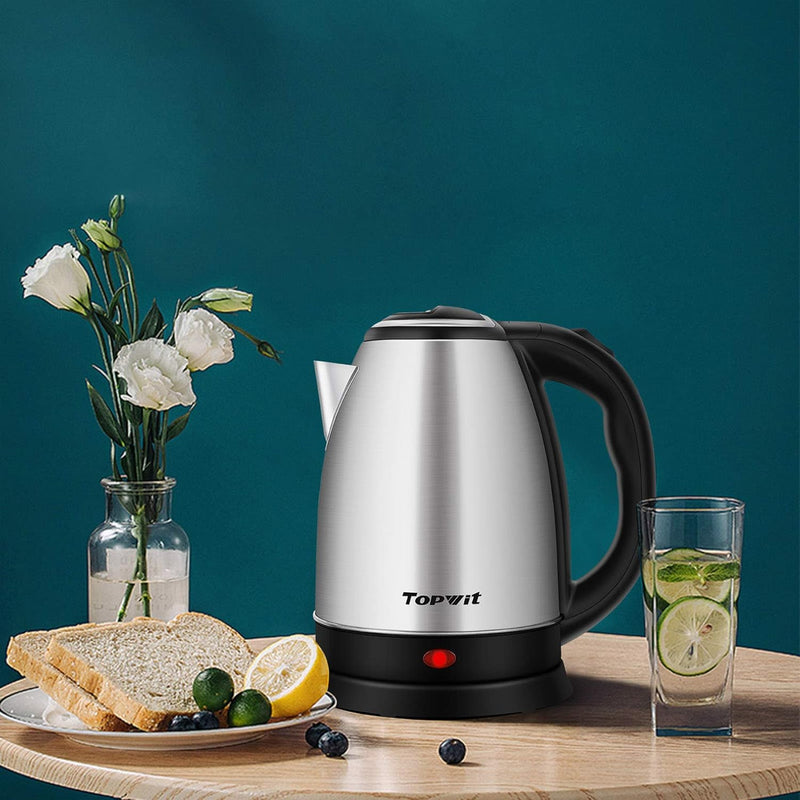 TOPWIT Electric Kettle Hot Water Kettle, 2.0L Stainless Steel Electric Tea Kettle & Coffee Kettle, BPA-Free Water Warmer with Fast Boil, Auto Shut-Off & Boil Dry Protection