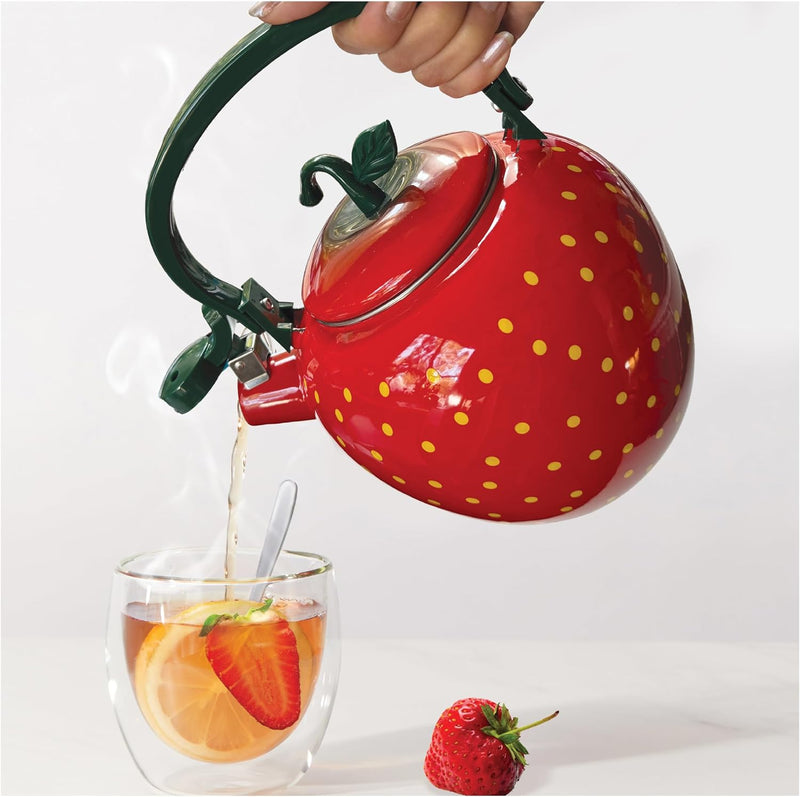 Trenton Gifts Whistling Tea Kettle For Stove Top - Strawberry