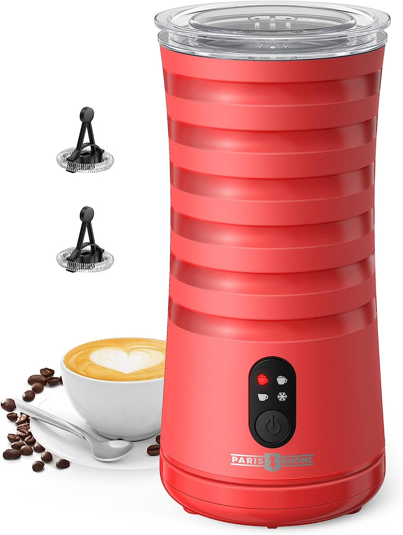 Paris Rhône 4-in-1 Milk Frother and Steamer, Non-Slip Stylish Design, Hot & Cold Milk Steamer with Temperature Control, Auto Shut-Off Frother for Coffee, Latte, Cappuccino, Macchiato