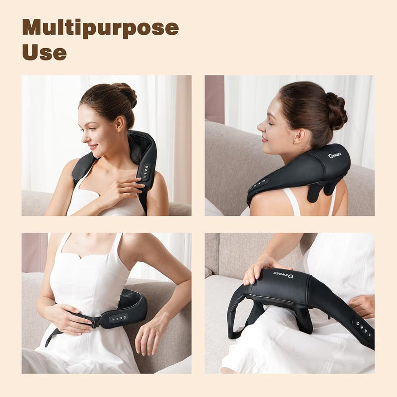 Neck Massager with Heat, Cordless 4D Deep Tissue Kneading Massage, Shiatsu Neck and Shoulder Massage Pillow for Neck, Traps, Back and Leg Pain Relief, Gifts for Men Women