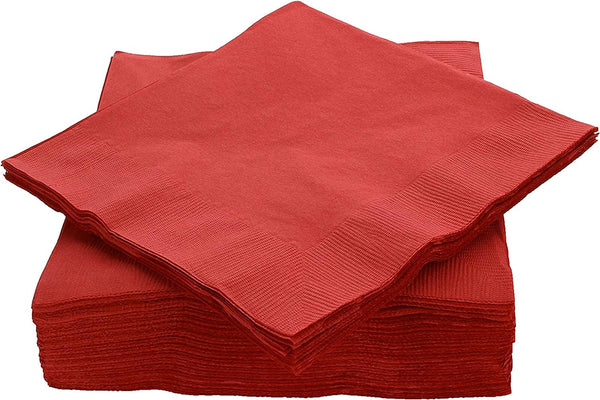 Amcrate Big Party Pack 40 Count Red Dinner Napkins Tableware- Ideal for Wedding, Party, Birthday, Dinner, Lunch, Cocktails. (7” x 7”)