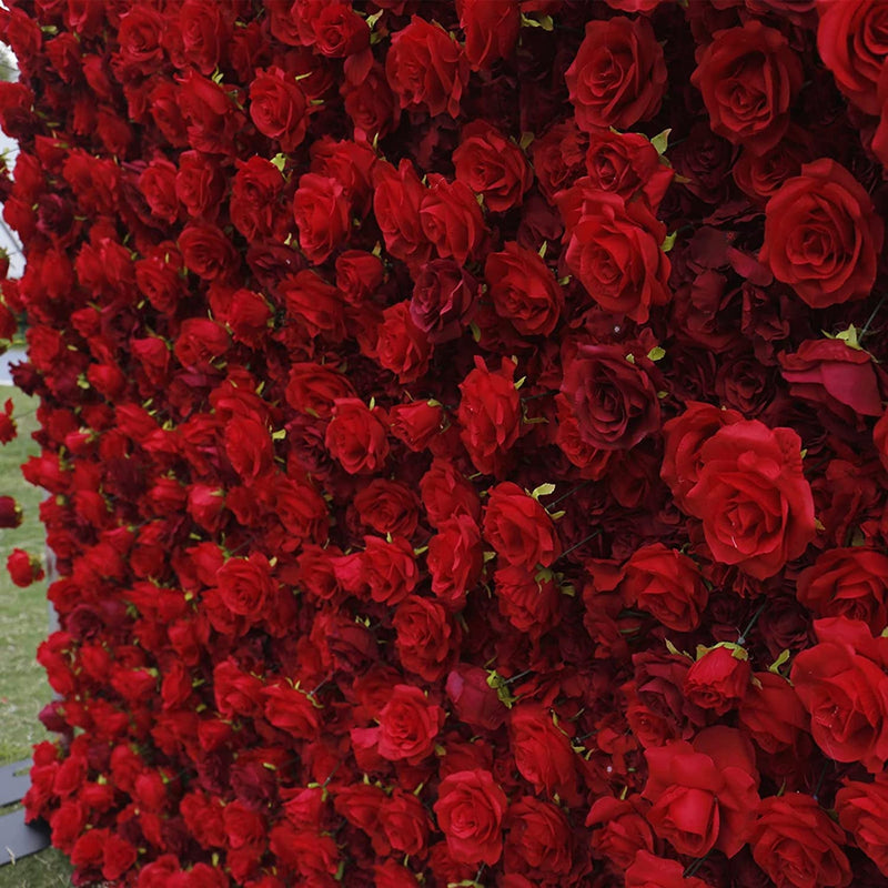 5D Artificial Flower Wall Panels - Red Rose Backdrop for Weddings Parties and Shops