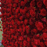 RUDANDAN 5D Artificial Flower Wall Panels,Romantic Red Rose Flower Wall Backdrop,With Clothes Fabric Back,For Wedding Party Candy Wall Shop Window