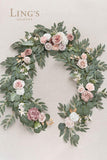 Artificial Eucalyptus Garland with Flowers 6FT, Wedding Table Garland with Flowers Handcrafted Wedding Centerpieces for Rehearsal Dinner Bridal Shower | Dusty Rose