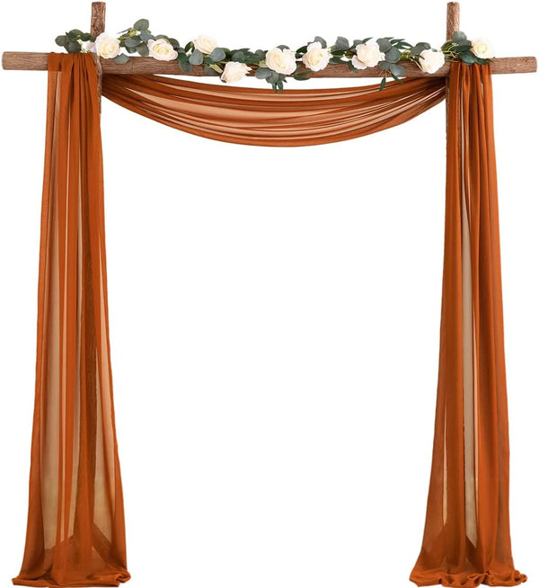 Terracotta Chiffon Arch Drapes - Wedding Arch Curtains for Backdrop Decorations