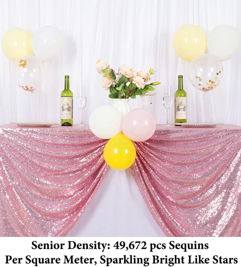 Sequin Tablecloth for Party - 50X50 Square Pink Gold Shimmer Overlay