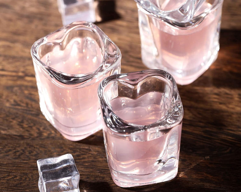 Srgeilzati Heart Shot Glasses Cute Square Tequila Glasses 2oz (Set of 8)