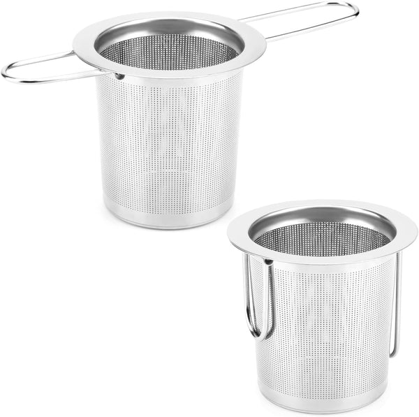 2Pack Tea Strainer, Stainless Steel Tea Infuser Basket Sitting in Mugs, Evmliy Tea Infusers for Loose Tea, Fine Mesh Tea Diffuser Long-Handled Tea Strainers Filters, Tea Steeper for Leaf (2Pack)