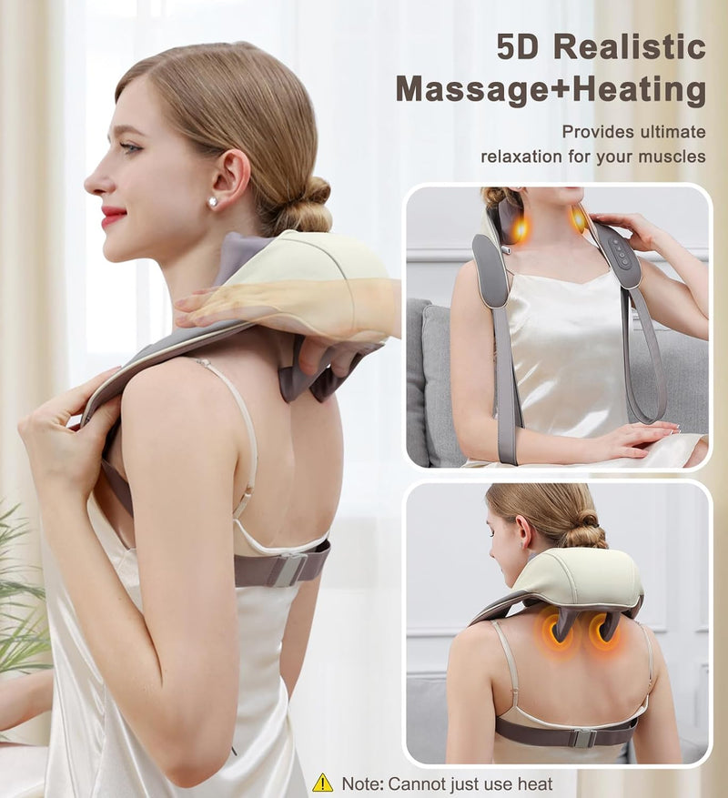 Neck Massager with Heat [5D Deep Dual Mode], Shiatsu Back Massager, Cordless Electric Neck Massage Enjoy It, Massage Tools for Neck,Back,Shoulder Gifts for Men Women Mom and Dad