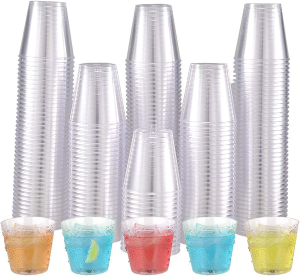 JOLLY CHEF 500 Plastic Shot Glasses 2 oz Disposable Cups 2 Ounce Plastic Shot Cups Ideal Plastic Tumbler for Whiskey, Tasting,Food Samples, Perfect for Halloween, Thanksgiving, Christmas Party