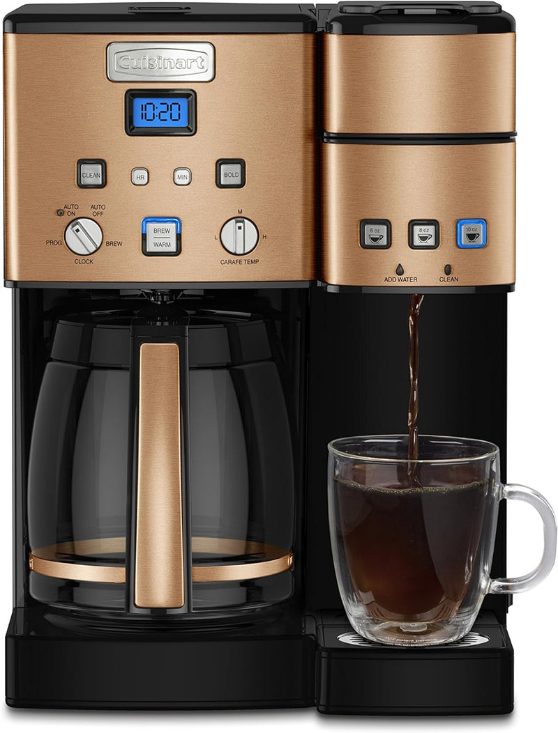 Cuisinart Single Serve + 12 Cup Coffee Maker, Offers 3-Sizes: 6-Ounces, 8-Ounces and 10-Ounces, Stainless Steel, SS-15P1