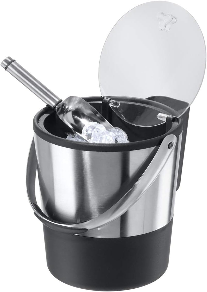 Oggi Insulated Ice Bucket, 4 Quart / 3.8 L, Stainless Steel, Black