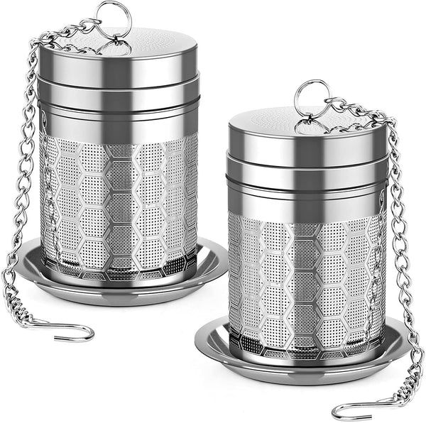 Tea Infusers for Loose Tea, (2 Pack) 18/8 Stainless Steel Tea Strainer Set, Extra Fine Mesh Tea Steeper for Brew Tea, Spices & Seasoning