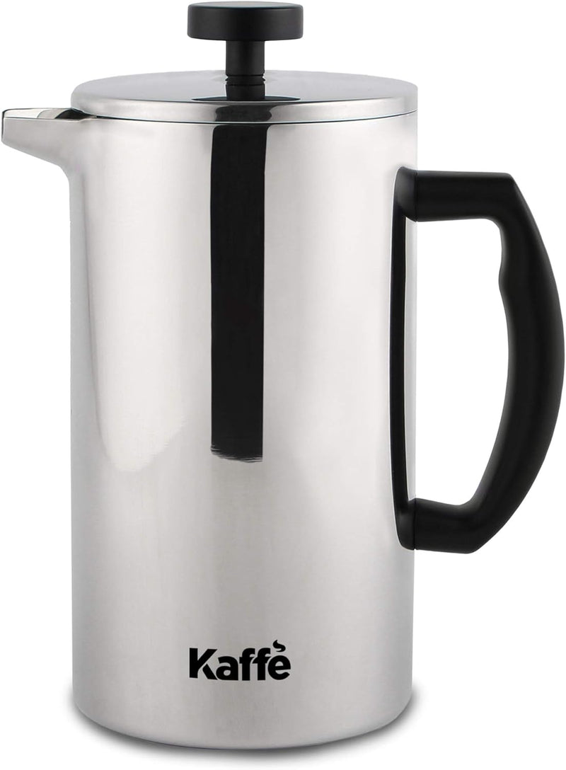 Kaffe Large French Press Coffee Maker & Camping Coffee Pot - Double-Wall Stainless Steel Tea & Coffee Press with Extra Filter - Perfect Travel & Camping Cookware (6 cups / 0.8L)