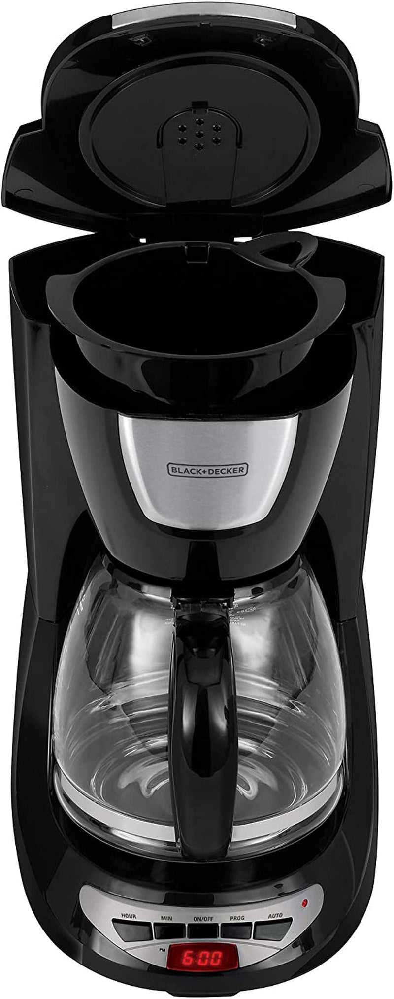 Black+Decker DCM100B 12-Cup Programmable Coffeemaker with Glass Carafe, Black