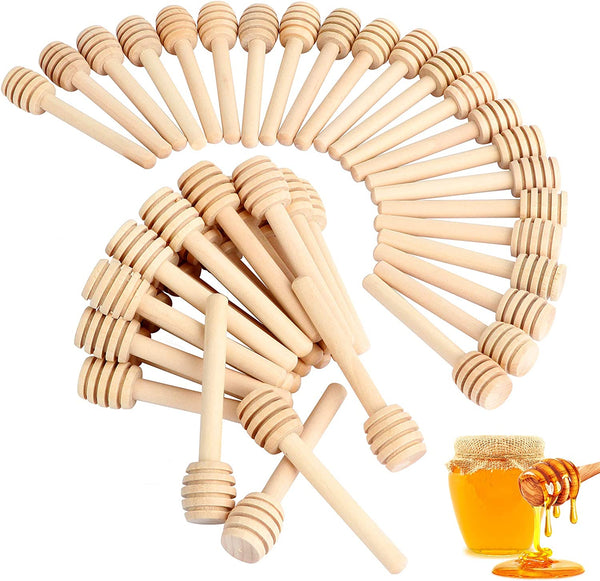 51 PCS Honey Dipper, 3 Inch Mini Wooden Honeycomb Sticks, Small Honey Stirrer Stick, Honey Sticks for Honey Jar Dispense Drizzle Honey and Wedding Party Favors Gift