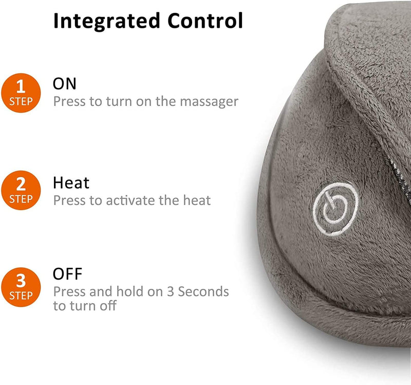 Snailax Shiatsu Massage Pillow with Heat -Deep Kneading Neck Shoulder Lumbar Calf Leg Foot Back Massager, Plush Cozy Design, Gifts for Men Woman