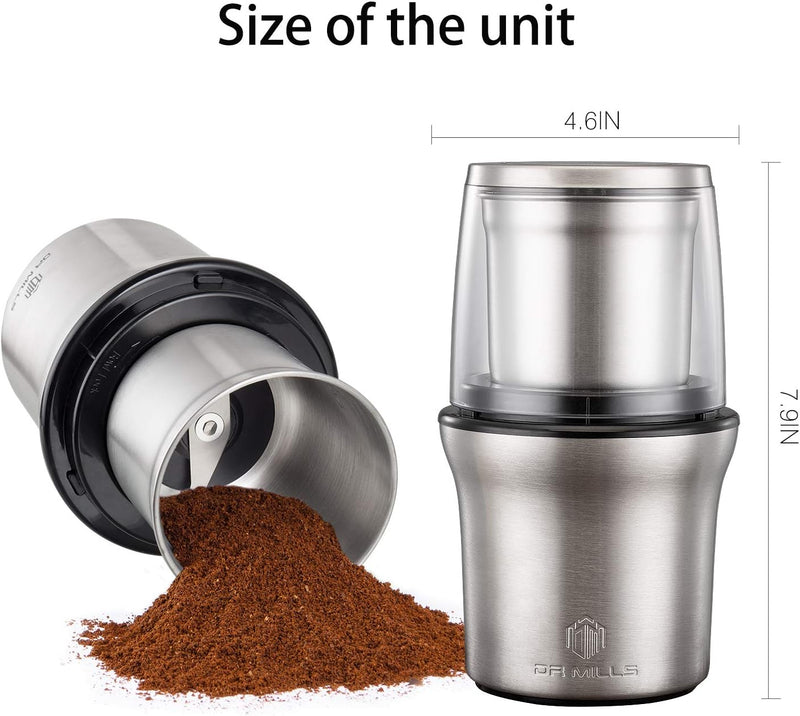 DR MILLS DM-7412M Electric Spice Grinder and Coffee Grinder, Grinder and chopper,detachable cup, diswash free, Blade & cup made with SUS304 stianlees steel