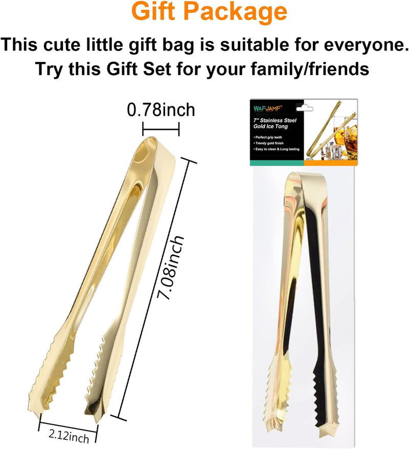 Ice Tongs for Ice Bucket,7 Inch Serving Tongs,Bar Tongs,304 Stainless Steel,-Gold Plated-for Bar Kitchen Restaurant…