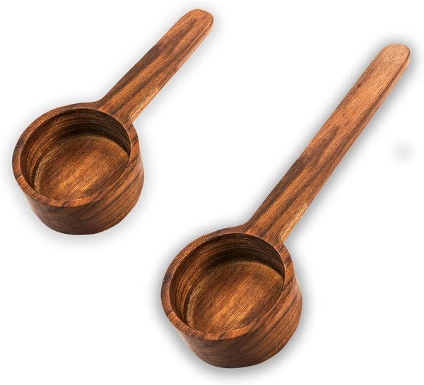 Coffee Scoop For Ground Coffee- Wooden Coffee Spoon In Black Walnut, Measuring For Coffee Beans, Ground Beans Or Tea, 1 Tablespoon/10g Capacity, 2 Pieces (6.69inch/3.94inch)